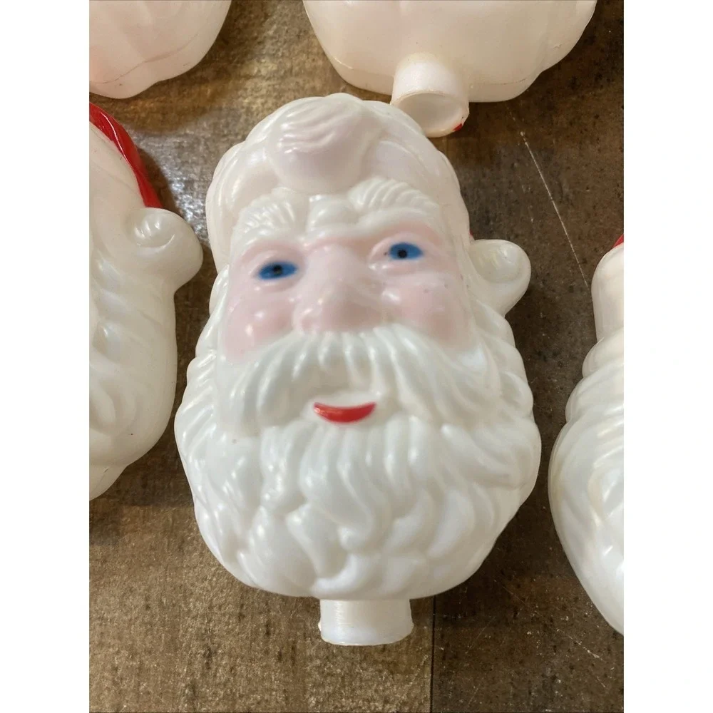 8 Blow Mold Acrylic Santa Claus Face Head Light Covers 3 1/2